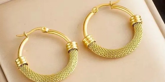 Серьги-конго плетёные — Золотистый оттенок